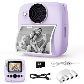 Children's Camera Instant Camera with 32 GB Card and 4 Volumes Printing Paper, 48 MP Instant Camera Children with 1080P Digital Camera for Children, Gifts for Girls and Boys from 3 to 12 Years