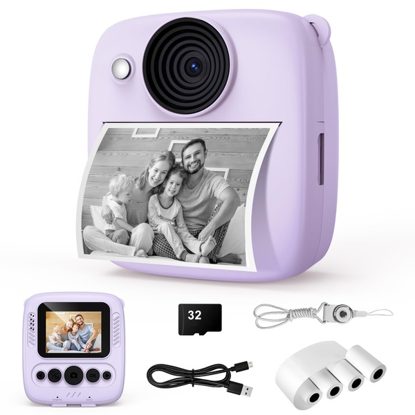 Children's Camera Instant Camera with 32 GB Card and 4