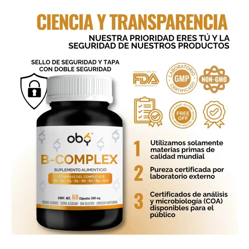 Complejo B Completo Vitamina B12, B1, B2, B3, B5, B6,