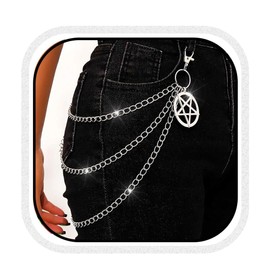 Zehope Goth Hip Hop Pants Chain Silver Star Layered Jean Chains Punk Wallet Pocket Chain for Women and Men