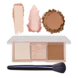 Blushers for Cheeks, Highlighter Bronzer Palette Make Up Powder with Brush, Natural Look Long-Lasting Waterproof Matte Shimmering Powder Makeup for Women