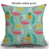 Smooffly Pink Flamingo Cushion Cover,Pineapples and exotic leaves Throw Pillow