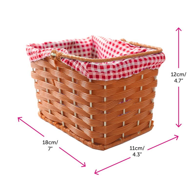 Plastic Basket With Red Gingham Cloth and Handle Perfect for