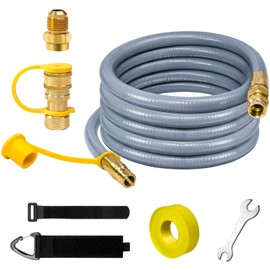 24 FT 1/2 Inch ID Natural Gas Grill Hose with Quick Connect Fittings, Propane to Natural Gas Conversion Kit Gas Line for Grill, BBQ, Pizza Oven, Heater and More Low Pressure Appliance