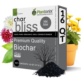 Char Bliss (16 Qts) - Organic Biochar for Plants - OMRI-Listed Biochar Soil Amendment Organic - Bio Char for Plants - Horticultural Charcoal for Plants, Potting Soil, Garden Soil, & Potting Mixes