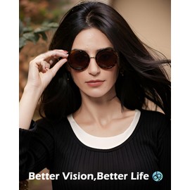 JOOX Polarized Retro Round Sunglasses for Women, Vintage Oversized Ladies Sun Glasses with 100% UV Protection Lens