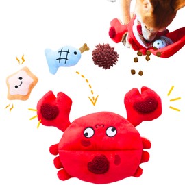Pawfoo Lab Interactive Dog Toys, Squeaky Crinkle Plush Puzzle Hide Seek Puppy Toys to Keep Them Busy – Cute Stuffed Dog Chew Toys for Small, Medium Breed, Dog Birthday Gifts - Crab