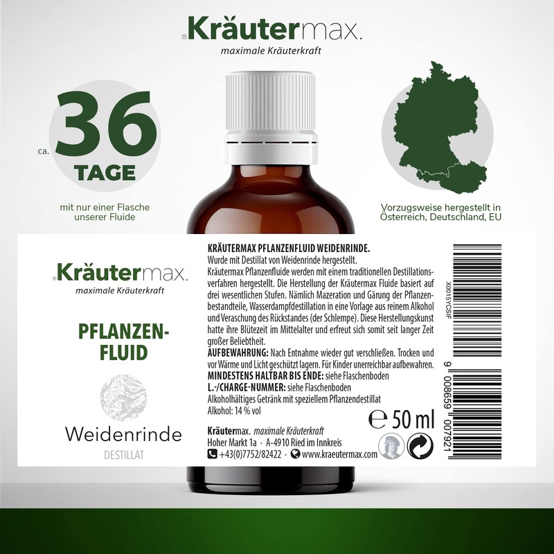 Kräutermax Willow Bark Drops | Willow Bark Plant Fluid as