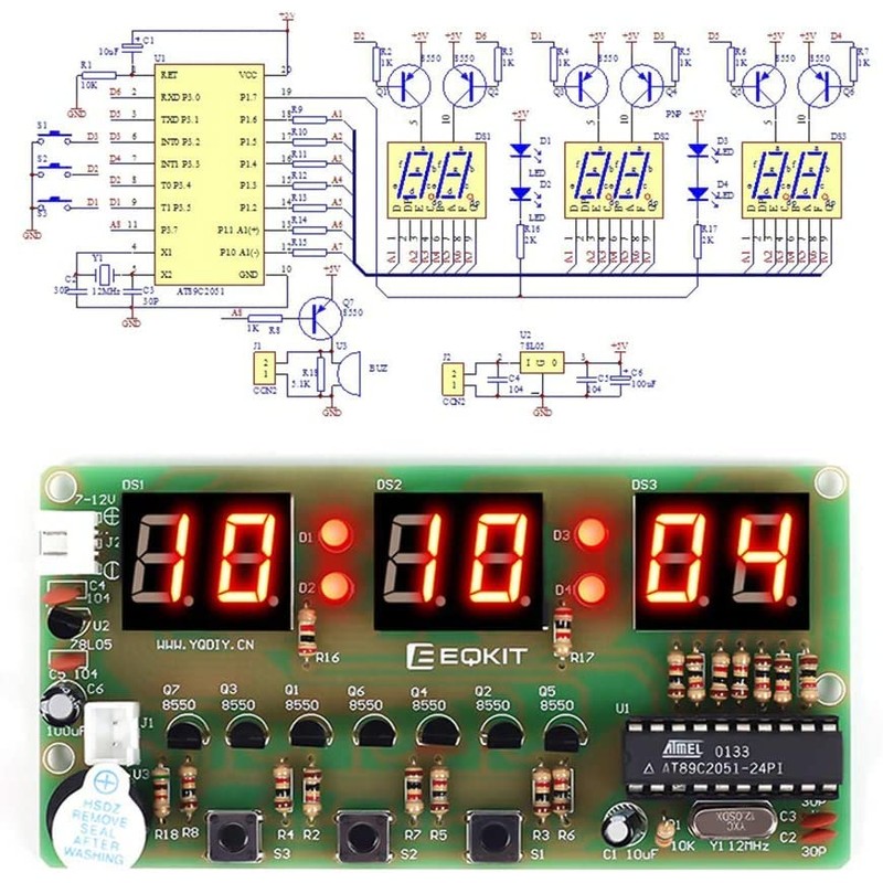 DONGKER Digital Clock Soldering DIY Exercise Kits 6-Bit with Board