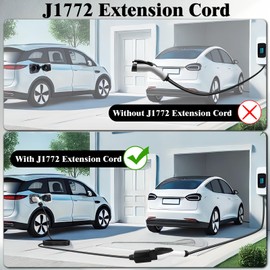 EV Charger Extension Cable, 21ft 40A J1772 Extension Cord for Electric Vehicle Fast Charging Compatible for All SAE J1772 Chargers