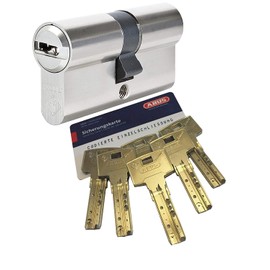 ABUS BS01 Bravus 2000 Double Cylinder Security Lock With 6 Keys Length 30 / 50 MM with Security Card and High Anti-Copy Protection, Emergency and Danger Function