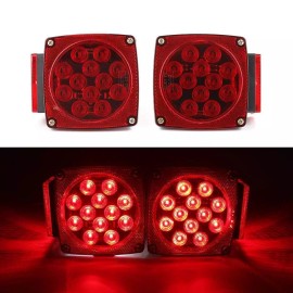 Proline 2 Square red+2X4" amber LED Submersible Light Trailer Tail Brake Boat Stud Mount