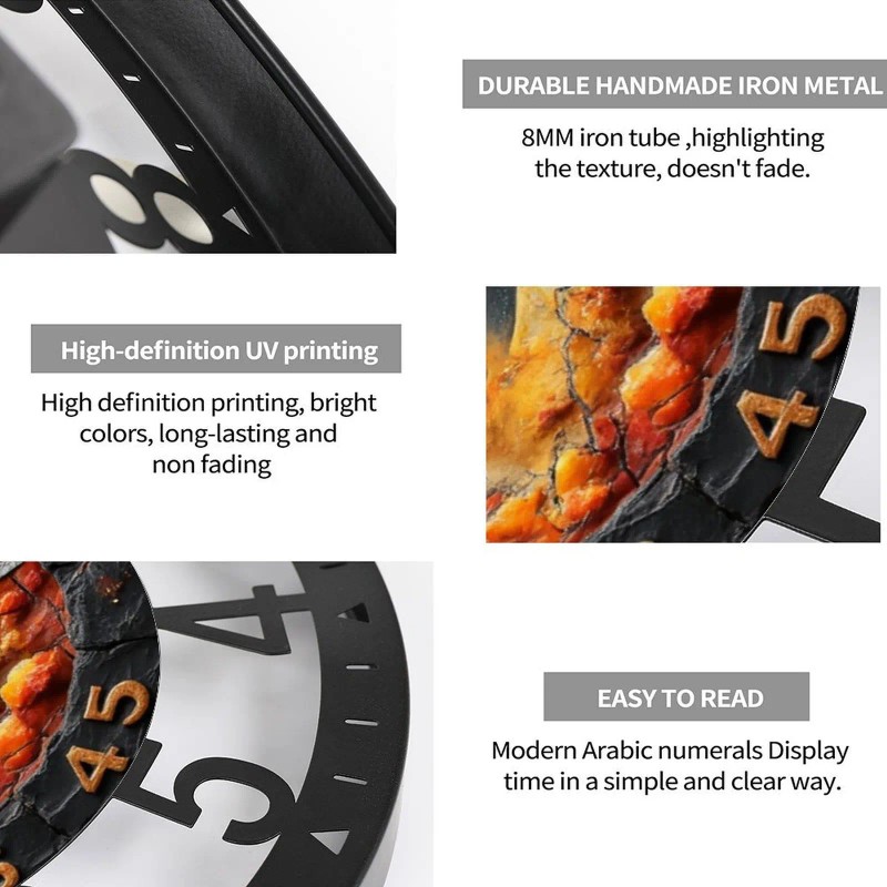25cm Circular Iron Wall Clock with a Compass Navigation Iconsheet
