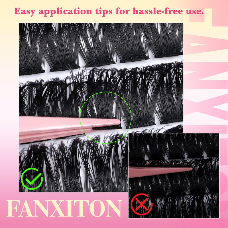 FANXITON Lash Clusters Kit Wispy Clusters Eyelash Extensions Natural Lash