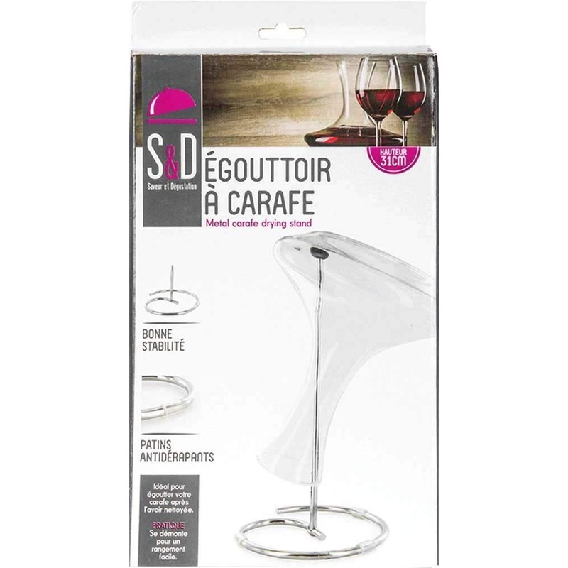 Saveur et Degustation KV7083 Silver Decanter Dryer - 16.8 x 16.8 x 32.2cm