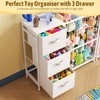 Metal Stuffed Animal Storage Organizer with 3 Fabric Drawers, 28"