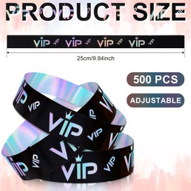 500pcs VIP Wristbands, VIP Wristband Paper Party Wristbands Paper Bracelets Wrist Bands VIP Armbands for Events Entrance VIP Party Music Festival Concerts (Holographic Black Silver)