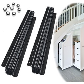 Undermount Drawer Slides, HANKEY Heavy Duty Drawer Slides Bottom Mount 3-fold Full Extension Ball Bearing Guide rail16 24inch, 265lbs Capacity for Staircase Pantry Cabinet (16inch 1 Pair)