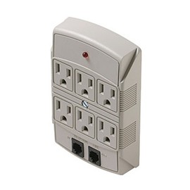 Surge Protector 6-Outlet Wall Mount Phone Modem 420 Joules Tap 120V Power Suppressor Phone Fax Modem Plug-in Wall Surge Protector 3-Line Protection LED Indicator Light 120 VAC UL Listed