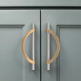 Amerdeco 10 Pack Brushed Satin Nickel and Champagne Bronze Cabinet Pulls 5 Inch(128MM) Hole Centers Kitchen Cabinet Handles Cabinet Hardware Cupboard Handles Drawer Pulls…