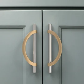 Amerdeco 10 Pack Brushed Satin Nickel and Champagne Bronze Cabinet Pulls 5 Inch(128MM) Hole Centers Kitchen Cabinet Handles Cabinet Hardware Cupboard Handles Drawer Pulls…