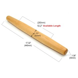 Bamber Wood French Rolling Pin for Baking Wooden Pastry Pizza Dough Roller, 17-1/3 Inch by 1-4/5 Inch