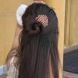 Flower Hair Comb Clips for Women Girls Bun Hair Clip Pin for Women Girls Hair Side Combs with 5 Teeth Combs for Women Glitter White Rhinestones Hair Styling Accessories for Wedding Party