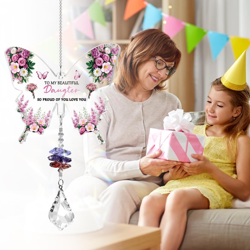 Sanyetral To Daughter Gift from Mum,Butterfly Acrylic Crystal Sun catcher