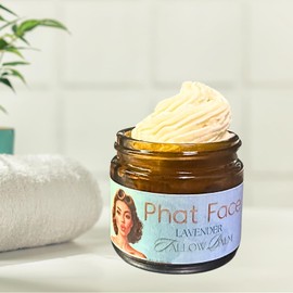 Phat Face Lavender Tallow Balm with Raw Honey, Organic Lavender & Organic sweet almond oil |100% grass fed, grass finished tallow (2 oz, Lavender)