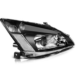 AQEEI Headlight Assembly Fit For Honda For Accord 2003-2007 Clear Lens Black Housing Clear Reflector