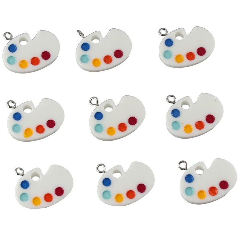 YYlingx 30 Pcs Colorful Paint Tray Charms for Jewelry Making