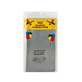 Paquete de 2 manteles de plástico grises desechables de plástico para mesa, manteles, barbacoa, picnic, cumpleaños, boda, mantel, impermeable, ligero, ligero, fino, gris, 54 x 108 pulgadas