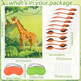 Kavoc Jungle Birthday Party Supplies Pin The Tail on The Giraffe Game Jungle Animal Party Stickers for Baby Shower Safari Themed Birthday Party Games Supplies