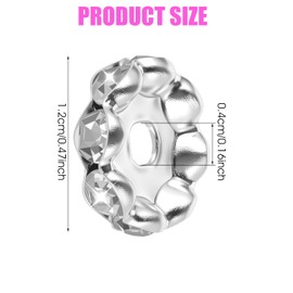 QFGasre Rhinestone Beads for Jewelry Making, 100 Pcs Glitter Wave Diamond Crystal Beads Silver Beadable Pens Round Crystal Charms for DIY Jewelry Making Craft Supplies