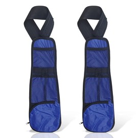 LHDOS 2PCS Car Seat Side Organizer, Multifunctional Front Seat Storage Hanging Bag with Mesh Net Pocket, Stuff Holder for Wallet, Phones, Glasses, Drink, Universal for Cars, Trucks, SUVs (Blue)