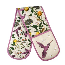 Sterling Sports®DOUBLE OVEN GLOVES MITT 100% COTTON FLORAL NOVELTY KITCHEN COOKING New Range BBQ | oven mitts heat resistant| kitchen gloves oven (Humming Birds)