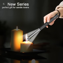 SUPRUS - Encendedor de vela recargable con arco eléctrico, triple seguridad, carcasa de acero inoxidable y gancho para colgar