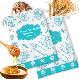 2-Pack Beeswax Bread Bags for Homemade Bread, Green Reusable Sourdough Storage Bags with Premium Beeswax Coating for Loafs Baguette Fresh Keeping,Great Homesteading Essentials and Baking Gifts.