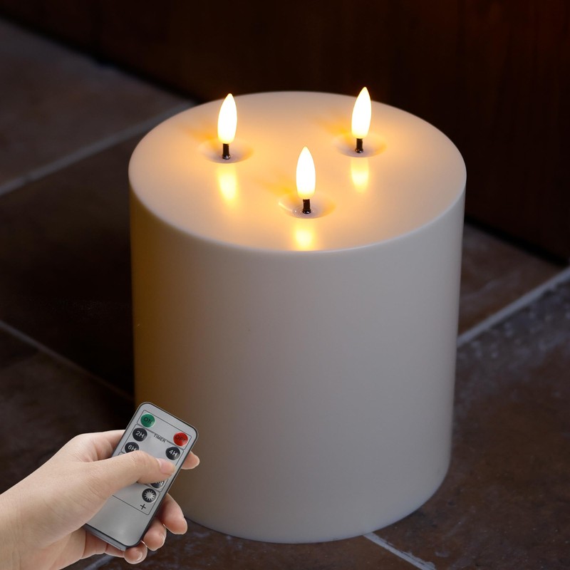 AFINETH Large Outdoor Candles with Remote Waterproof 6"x6" Flickering Flameless