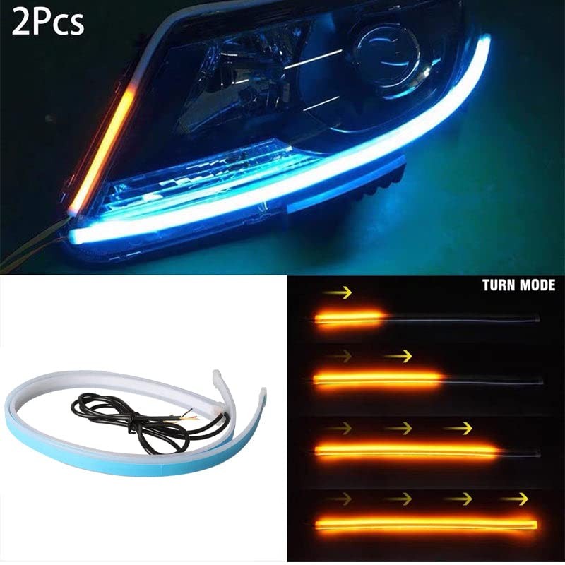 AIMALL 2X 60CM Car LED Strip DRL Turn Signal Switchback