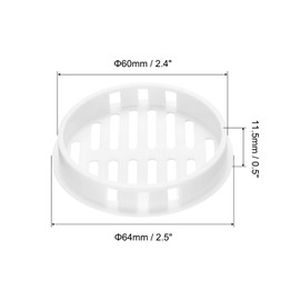 sourcing map 10Pcs 60mm/2.4in Air Vents Circular Soffit Vents, White Plastic Soffit Vent Cover for Bathroom Home, Office, Kitchen, Cabinet, Wardrobe