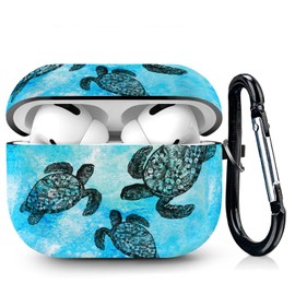 WIRESTER for Airpods Case Earpod Case Cover Girls Women Protective Skin Design with Keychain Compatible with AirPods Pro 1st 2nd Generation Charging Case - Ocean Sea Turtles