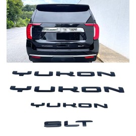 Set Door Rear SLT Yukon Emblems Letters 3D Badge Replacement for 2021-2023 GMC Yukon Yukon XL New Glossy Black