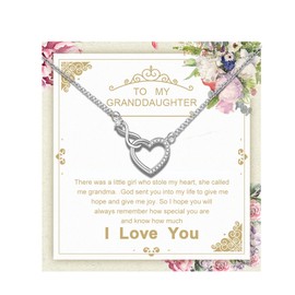 Alittlecare Granddaughter Necklace From Grandmom - Interlocking Heart Necklace Filled With My Love - Gift for Granddaughter On Birthday/Christmas/Mother's day/Graduation/Wedding/Valentines