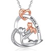INFUSEU Mama Bear Necklace for Women Mommy and Me Gifts