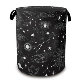 Mystical Sky Collapsible Laundry Baskets,Sun Stars Laundry Hamper,Storage Basket with Handles for Bathroom Bedroom College Dormitory Living Room Nursery Organizer 16"x20"