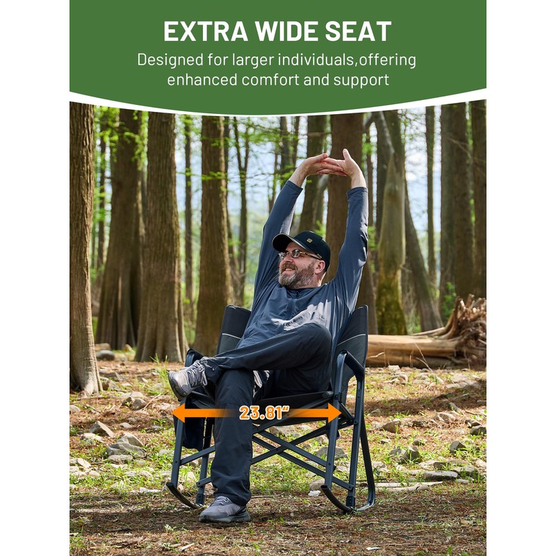 TIMBER RIDGE Folding Oversized Rocking Camping Chair, 400lbs Capacity Portable