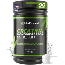 NuBoost Creatina Monohidratada Micronizada 450 g - 90 Porciones - 5 g por Porción - Creatina Pura Sin Sabor en Polvo - Suplemento Deportivo -