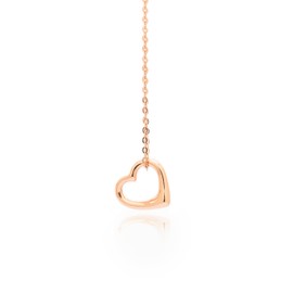 Little Silver Sterling Silver 925 Floating Heart Necklace in 15mm - Solid Sterling 925-16-18" Chain (14ct Rose Gold Plated 925 Sterling Silver)