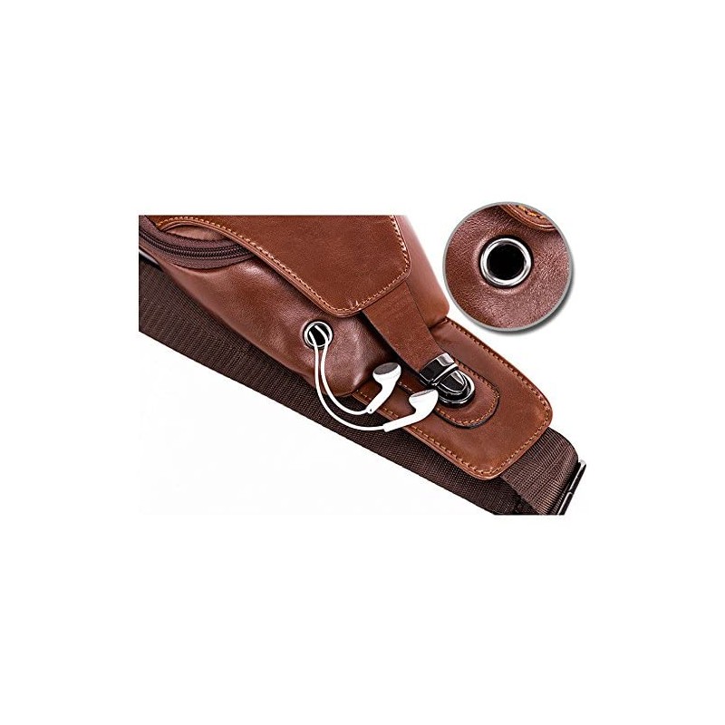 Leathario Chest Bag Shoulder Bag Men Genuine Leather Shoulder Bag